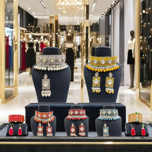 Conjunto de Gargantilla de diseño con aspecto pesado y perlas, conjunto de pendientes con piedras para mujer, para fiestas de boda, ropa para mujer y Niña - Product Image 1