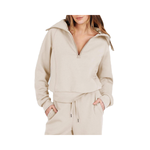 Conjunto Deportivo Informal de Otoño para Mujer, Transpirable, Ecológico, de Poliéster/Nylon, con Forro Polar, Manga Larga, Cuello Redondo y Pantalones Anchos - Product Image 1