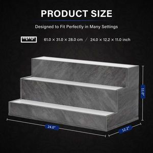 Étagère de présentation de bouteilles d'alcool éclairée par LED de 24 pouces avec fonction d'éclairage DIY, télécommande, 3 catégories de produits, étagères de présentation - Product Image 5