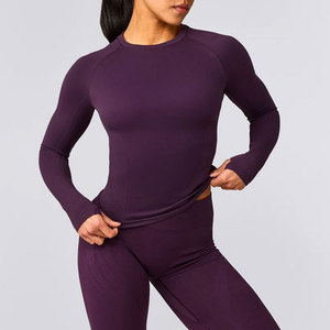 Ropa Deportiva ODM para Mujer, Camiseta de Compresión de Manga Larga para Running y Fitness, Diseño Elástico en Cuatro Direcciones, Puños con Orificio para el Pulgar, Lisa - Product Image 5