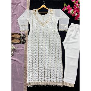 Salwar Kameez pakistanais long de créateur, style chic, pour soirée, en polyester - Product Image 2