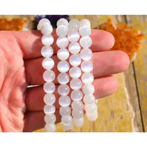 Top Selling Natuurlijke Kristal Steen Selenite Healing Quartz Reiki Chakra Steen Armband Gift Ambachtelijke