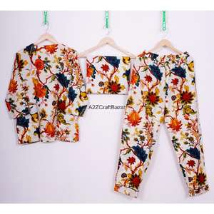 ชุดนอนผ้าฝ้ายแท้ 100% พิมพ์ลายดอกไม้ คอวี แขนยาว สวมใส่สบาย ระบายอากาศได้ดี หรูหรา ทำด้วยมือ สำหรับผู้หญิง เหมาะสำหรับฤดูใบไม้ผลิ/ฤดูใบไม้ร่วง ฤดูหนาว หลายสี - Product Image 6