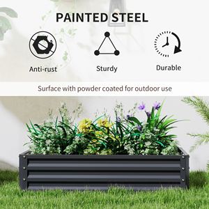 Galvanized Metal <b>Planter</b> <b>Box</b> 4 X 2 X 1 Raised Garden Bed for Growing Vegetables Flowers Herbs Succulents Gray - Product Image 4