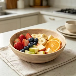 Bol à salade et de service en bois poli fait main, design moderne et écologique pour la cuisine et la salle à manger - Product Image 5