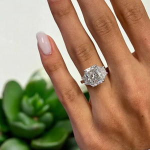 Bague de fiançailles vintage Tishya Diamond 4,16 ct, diamant de laboratoire IGI, taille radiant, or blanc 14 carats, plaqué or, couleur D - Product Image 4