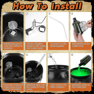 Halloween 2-in-1 USB Powered Witch Cauldron Floating Potion <b>Bottle</b> 4 LED Lights IPX8 Waterproof Green <b>Mist</b> Halloween Decoration - Product Image 6