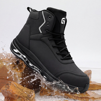GUYISA Nouvelles Chaussures d'Escalade Noires Imperméables en Cuir Pleine Fleur et Semelle PU – Bottes de Sécurité Tendance