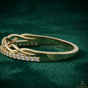 แหวนทอง 14K ประดับเพชรแล็บโกรว์ทรงกลมเจียระไนแบบบริลเลียนท์ ดีไซน์ลายคลื่น สำหรับผู้หญิง หรูหรา สามารถสวมซ้อนกันได้ รับรองโดย IGI เหมาะสำหรับเป็นเครื่องประดับงานแต่งงาน - Product Image 2
