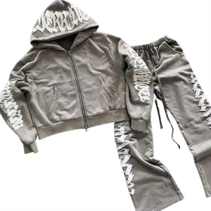 Ensemble survêtement coupe-vent pour femme, design personnalisé, avec veste zippée et pantalon, matière épaisse, pour la gym et le jogging - Product Image 1