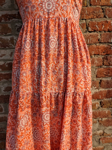 Robe imprimée à la main, fabriquée en Inde, robe en coton à imprimé en bloc, robe à volants pour femmes, cadeau pour femmes - Product Image 4