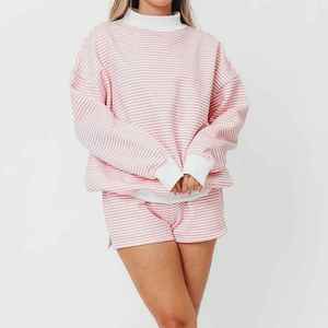 Sudadera de cuello redondo para mujer, personalizada, estampada, de felpa francesa, algodón y bambú, con parte delantera larga, estilo oversize y hombros caídos, Parke - Product Image 1