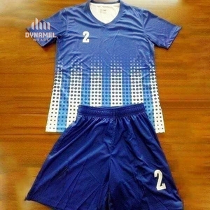 DYNAMEL WEARS Men's Sublimated Soccer Jersey Set V-Neck Short Sleeve Blue Gradient Uniform Breathable Polyester Adult Size - Product Image 1