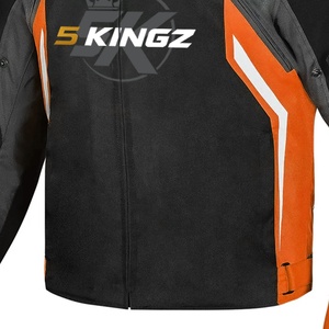 Blouson de moto pour homme 5 Sports noir et orange, manches longues, respirant, fermeture éclair, col montant, logo imprimé sur le devant, hiver - Product Image 4