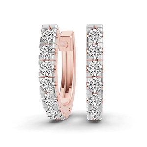 ต่างหูแบบห่วงประดับเพชรทรงกลมคลาสสิก ดีไซน์เนอร์ 14k/18K โรสโกลด์ ได้รับการรับรองจาก IGI คุณภาพ VS1 สำหรับผู้หญิงและเด็กผู้หญิง - Product Image 5