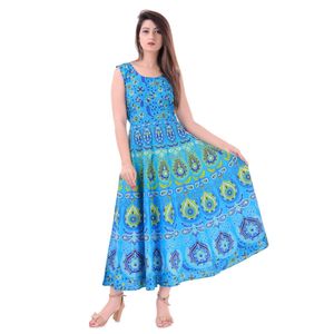 Jaipuri ชุดราตรีผ้าฝ้ายพิมพ์ลายสีฟ้า - Product Image 2