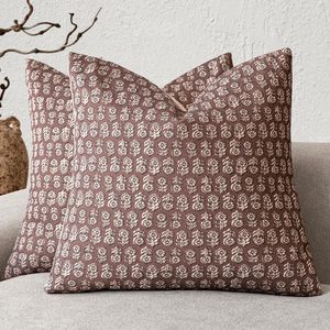 Indio hecho a mano nuevo diseño naranja flor mano bloque estampado funda de almohada algodón sofá cubierta ropa de cama Fundas de cojín - Product Image 2