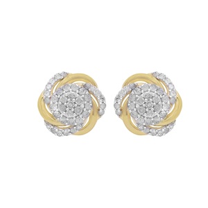 1.06 Cttw Round Cut White Natural Diamond Knot Stud <b>Earrings</b> for Women in 925 Sterling Silver, Push <b>Back</b>, Prong Setting, 13x13mm - Product Image 1