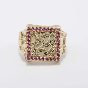 Anillo de Cóctel Geométrico para Hombre, Chapado en Oro de 18K, con Circonita Cúbica, Engaste Pavé, Cuadrado, Glamuroso, para Fiestas - Product Image 2