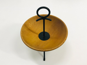 Handcrafted Wooden <b>Bowl</b> with Wrought Iron Feet and Handle <b>Wood</b> Serving <b>Bowl</b> for Kitchen Dining Room Living Room <b>Fruit</b> Display - Product Image 6
