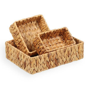 Premium hand woven nested basket <b>containers</b> wholesale price water hyacinth laundry baskets storage - Product Image 1