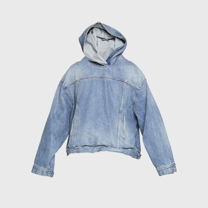 Blanket Denim Custom Tracksuit Jean Oversized Hoodie and <b>Pants</b> Set Jogger Suit Puff Print 100% Cotton Men's Track Suits - Product Image 3