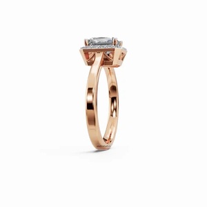 Anillo de compromiso, boda o aniversario de lujo con diamante radiante cultivado en laboratorio certificado por IGI, con halo, en oro de 10K, 14K, 18K, plata 925, 935 - Product Image 2