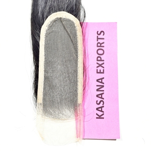 Cierre de encaje 2*6 de cabello humano Remy indio sin procesar, cutícula alineada, color negro natural, para mujer, doble trama a máquina, onda profunda, 100 gramos - Product Image 3