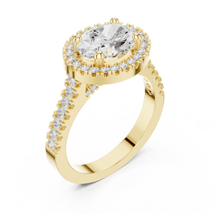 Anillo de Compromiso Solitario Ovalado Contour Halo para Mujer, Oro 10k/14k/18k/Plata de Ley, Banda Pavé con Diamantes Cultivados en Laboratorio, Joyería Fina - Product Image 4