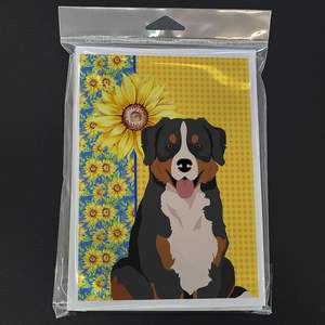 Tournesols d'été Chien de montagne bernois Cartes de vœux Pack 8 Blank A7 Size 5x7 Cartes de note avec enveloppes Design fantaisiste - Product Image 3