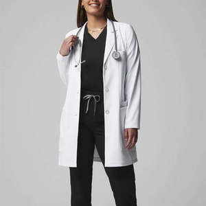 Tenue d'infirmière unisexe à manches courtes, uniforme d'hôpital d'été en coton tissé et polyester de haute qualité, blouse de laboratoire blanche, pantalon de jogging, logo personnalisé - Product Image 3