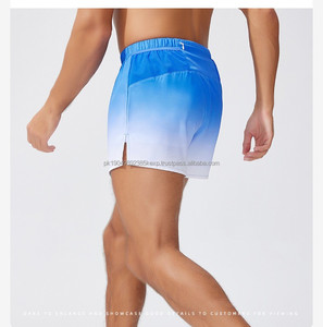 Pantalones cortos para correr 2 en 1 de nuevo estilo para hombre con Color degradado, pantalones cortos de dos capas a la moda, pantalones cortos deportivos activos de secado rápido con logotipo personalizado - Product Image 3