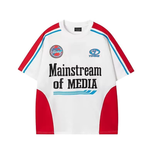 T-shirts d'été pour hommes en polyester à col en V, imprimés en sérigraphie personnalisée, maille respirante, séchage rapide, style rétro, maillot de football, streetwear - Product Image 5