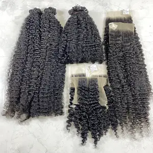 ビルマスカーリーシングルドナーベトナムの生毛キューティクル整列髪工場からの卸売