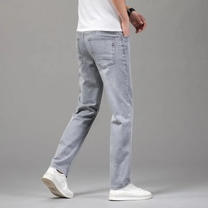 Street <b>Elastic</b> <b>Jeans</b> Men Denim Cargo Pants Wash Solid Color Multi Pockets Casual Mid <b>Waist</b> Solid Color Denim Casual Autumn Wear - Product Image 3