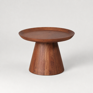 <b>Round</b> Wooden Pedestal Coffee <b>Table</b> with Tray Style <b>Top</b> Natural Grain Finish Decorative Modern Living Room Home Decor - Product Image 1