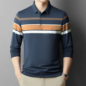<b>Long</b>-<b>sleeved</b> <b>Striped</b> Cotton Loose Pocket Polo <b>Shirt</b> Men's <b>T</b>-<b>shirt</b> Top For Men Casual Wear <b>Shirt</b> For Men - Product Image 4