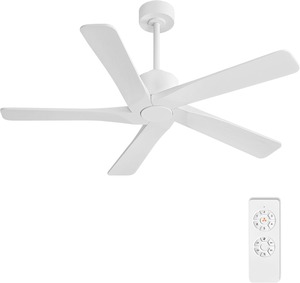 Ventilador de techo DC sin luz - 5 aspas de madera maciza tallada, motor DC reversible de 6 velocidades, ventilador de techo sin luces para sala de estar - Product Image 6