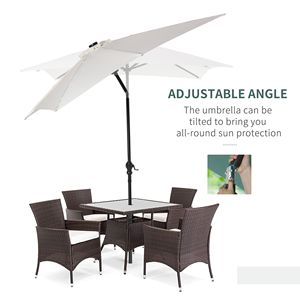 Ombrellone da Esterno Bianco 9 x 7 piedi con Manovella, Luci LED Solari e Pulsante di Inclinazione per Terrazza, Piscina e Uso Commerciale - Product Image 6