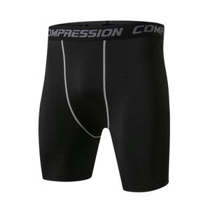 Shorts de compression noirs pour hommes, taille mi-haute, séchage rapide, en Spandex et Polyester, tricotés, taille élastique, couleur unie - Product Image 6