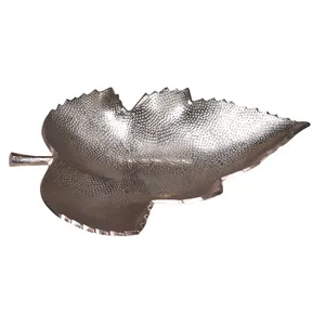 Fournisseur en gros de plateaux décoratifs de luxe pour les importateurs de meubles, plateau décoratif en aluminium moderne en forme de feuille, artisanat, forme ronde - Product Image 3