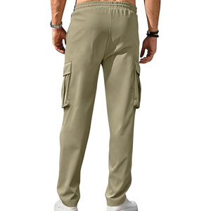 Pantalon cargo décontracté pour homme, multi-poches, grande taille, vêtements d'extérieur d'été, coupe droite, polyester/coton, séchage rapide - Product Image 4