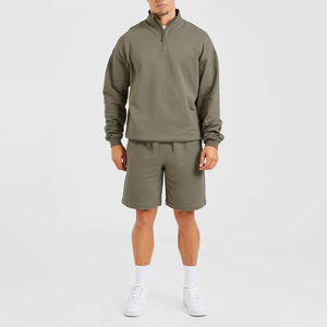 Último Estilo al por Mayor: Sudaderas de Hombre con Media Cremallera y Logotipo Personalizado, de Algodón Liso y Forro Polar, Ajuste Oversize; Sudaderas de Hombre con Cremallera de Cuarto. - Product Image 3