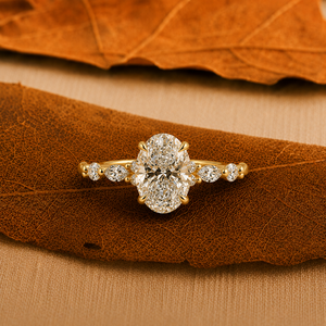 1.5 Carat Oval Lab Grown Diamond Laser Drilled Luxury Engagement <b>Ring</b> 14K Yellow Gold Natural Side Stones Women's Bridal <b>Wedding</b> - Product Image 1