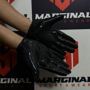Guantes de fútbol americano personalizados con diamantes de imitación, de tela elástica, color negro, guantes de fútbol americano con diamantes de imitación. - Product Image 2