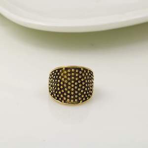 Gold Plated Brass Cocktail <b>Ring</b> With Ball Pattern Vintage Style Unisex Fashion <b>Statement</b> Jewelry Daily Wear - Product Image 4