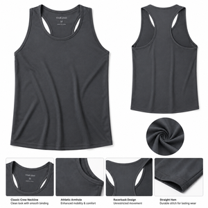 เสื้อกล้ามตาข่ายระบายอากาศ ขอบดิบ ตัดเย็บแบบ Racerback สีสันตามสั่ง รับผลิตแบรนด์ส่วนตัว ขายส่ง สำหรับใส่ชายหาดช่วงฤดูร้อน - Product Image 4