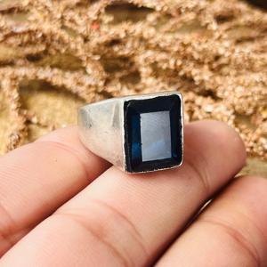 Vintage Geometric Signet <b>Ring</b> 925 Sterling <b>Silver</b> Topaz <b>ring</b> for <b>Men</b> - Product Image 3