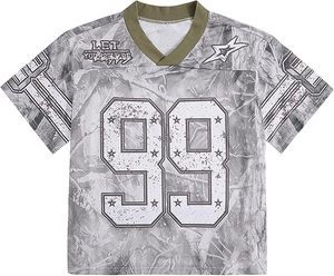 Camiseta Deportiva Holgada de Secado Rápido para Mujer, con Estampado de Letras y Números, Ropa de Fútbol a Rayas - Product Image 1