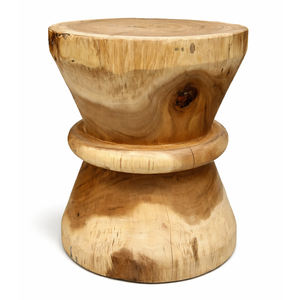 Tabouret ottoman moderne élégant et robuste en bois de Suar biologique, poli à la main, fait main, meuble de salon ou de chambre - Product Image 2